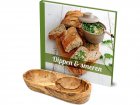 Giftset van olijfhouten tapasschaal met boek : Dippen en smeren